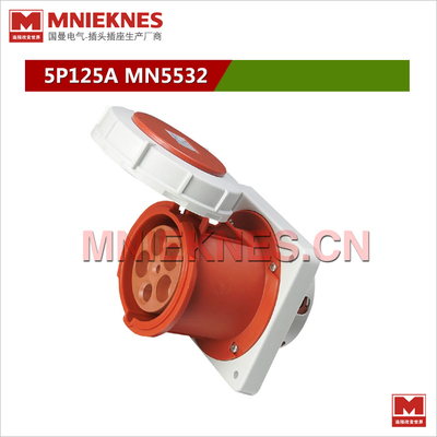 5孔125A工业插头插座暗装直座 MNIEKNES插座MN5532 3P+N+E IP67