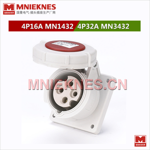 4孔32A工业插座 MNIEKNES暗装面板插座MN3432 380V IP67 3P+E