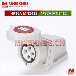 高品质4孔32A工业插座MN3412 MNIEKNES明装插座三相四线3P+E