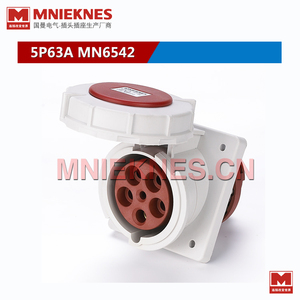 5孔63A暗装斜座MNIEKNES工业插座IP67 斜式工业插座MN6542 3P+N+E