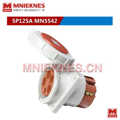 5孔125A工业斜装插座MN5542 MNIEKNES工业插座 380V 3P+N+E IP67