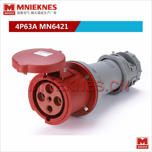 4孔63A连接器插座 MNIEKNES工业插座MN6421 三相四线插头3P+E